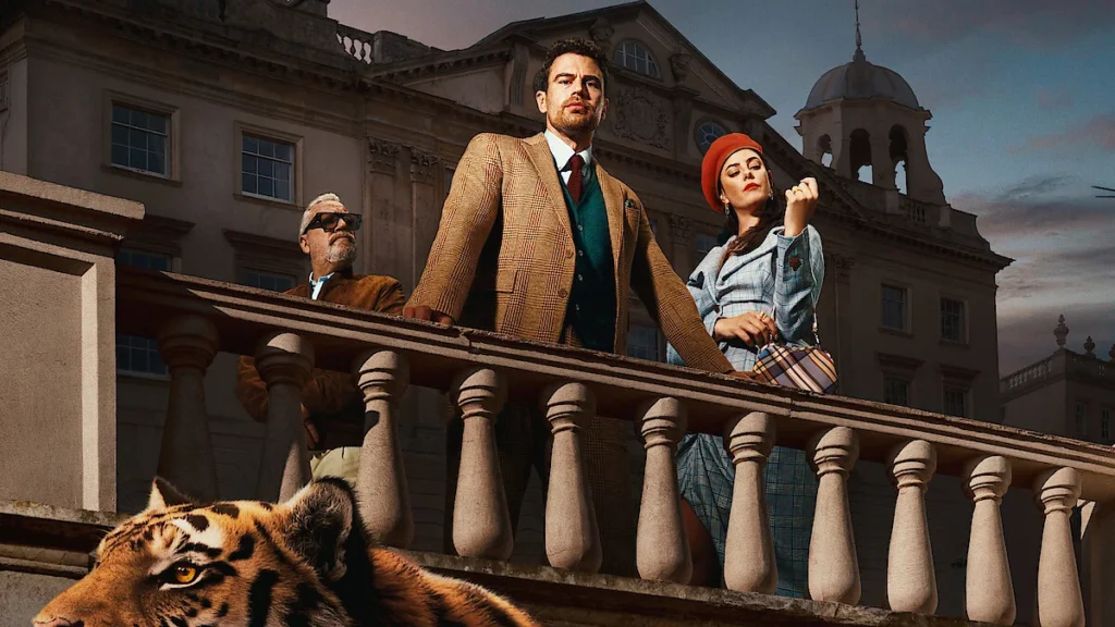 Theo James, Kaya Scodelario and Ray Winstone in The Gentlemen on Netflix