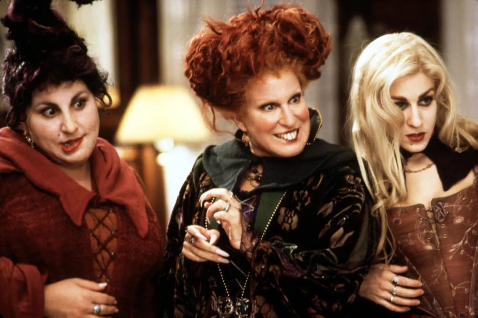 The Sanderson sisters from Hocus Pocus (1993), starring Bette Midler, Sarah Jessica Parker and Kathy Najimy